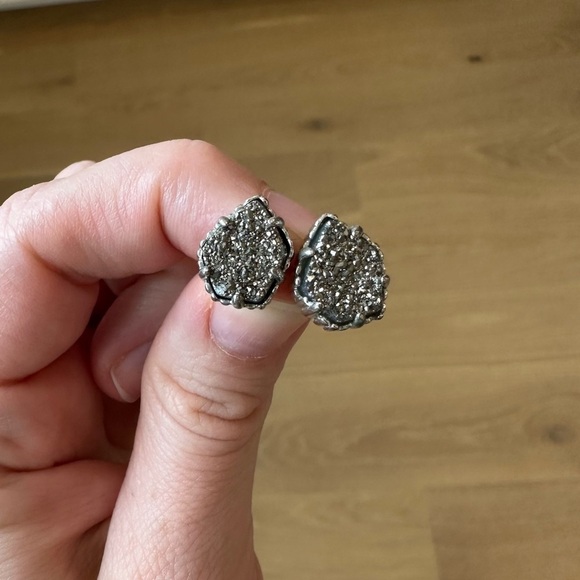 Kendra Scott Tessa Drusy Earrings Platinum Silver Stud Earrings Jewel Small Nice - Picture 2 of 11